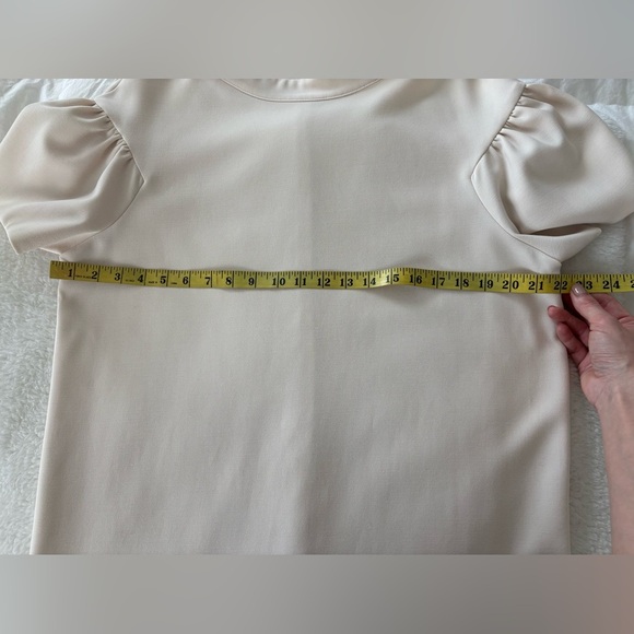 Pinko Cream Ruffle Sleeve Dress minimalist size 10 - Picture 8 of 9